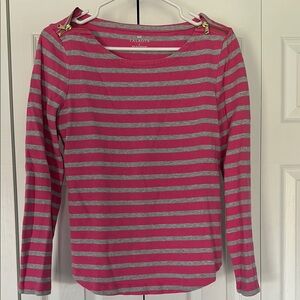 Talbots Pink and Gray Striped Women's Top